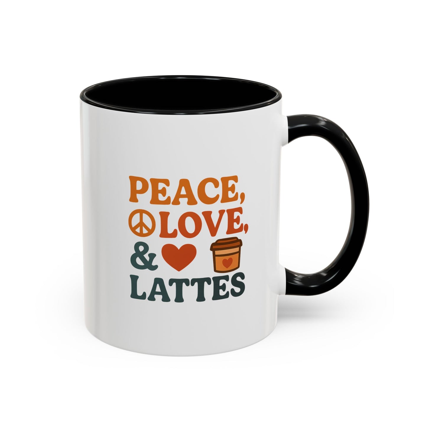 Peace, Love & Lattes Coffee Mug | Accent Mug for Coffee Lovers | Gift for Baristas, Friends, Home Decor, Kitchen Essentials