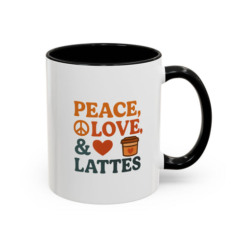 Peace, Love & Lattes Coffee Mug | Accent Mug for Coffee Lovers | Gift for Baristas, Friends, Home Decor, Kitchen Essentials
