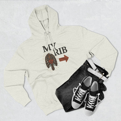 Heartfelt Rib Graphic Hoodie for Couples, Valentine's Day Gift, Matching Sweatshirt, Cozy Fleece, Romantic Style