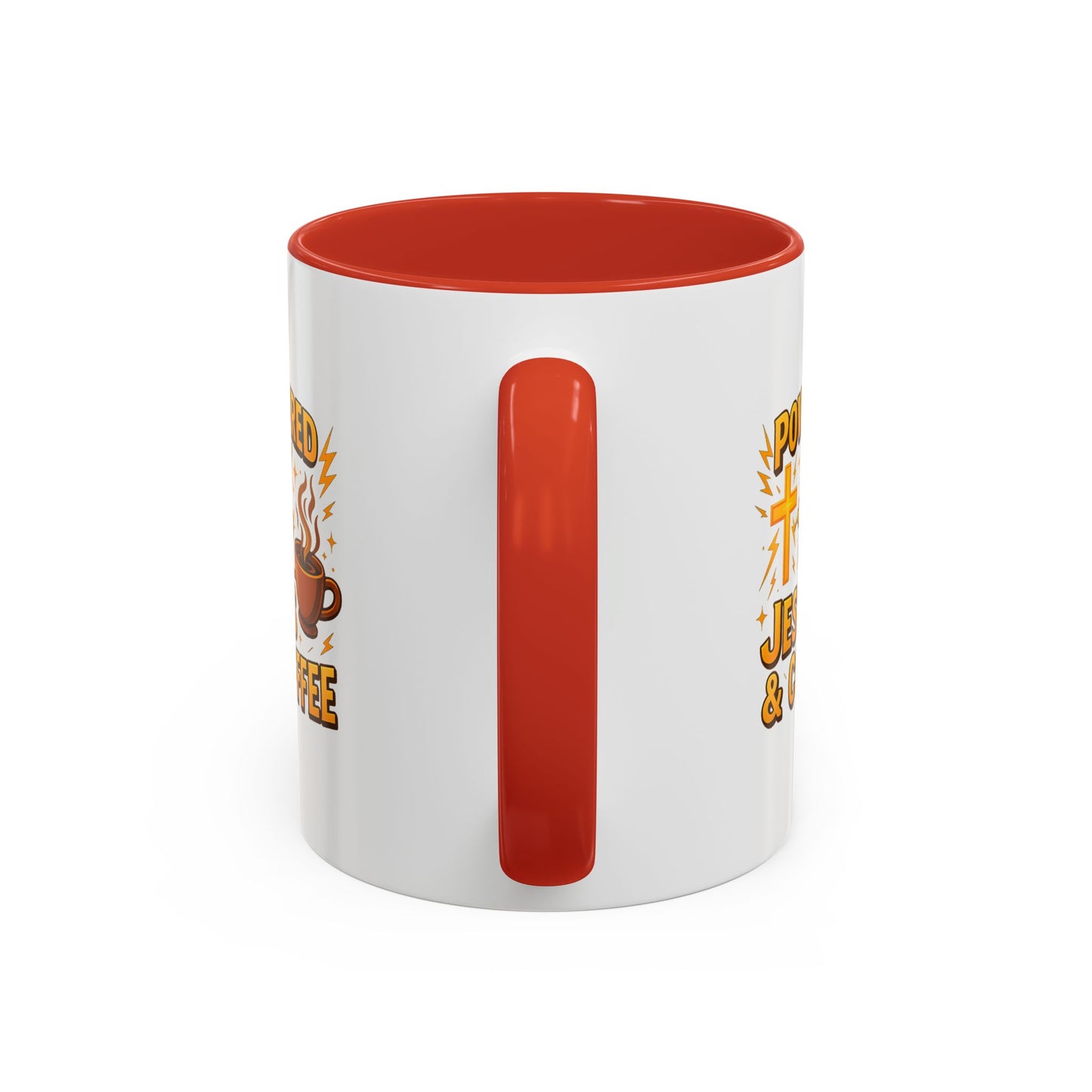 Coffee Lover's Accent Mug - Powered by Jesus & Coffee, Inspirational Drinkware, Christian Gift, Coffee Enthusiast, Religious Mug, [...]