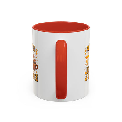Coffee Lover's Accent Mug - Powered by Jesus & Coffee, Inspirational Drinkware, Christian Gift, Coffee Enthusiast, Religious Mug, [...]