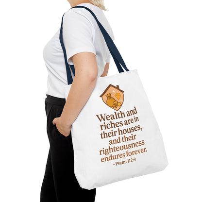 Inspirational Tote Bag with Psalm 112:3 Quote, Motivational Gift, Reusable Shopping Bag, Bible Verse Tote, Religious Accessory, [...]