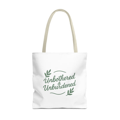 Unbothered & Unburdened Tote Bag, Everyday Tote, Eco-Friendly Bag, Gift for Her, Stylish Shopping Bag, Motivational Tote