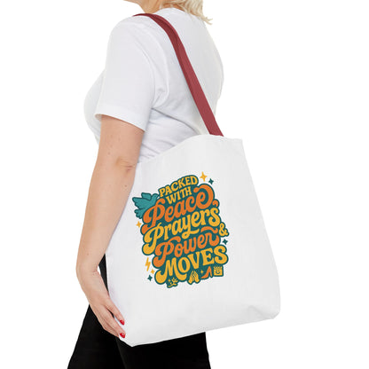 Peace Prayers Power Moves Tote Bag - Eco-Friendly Reusable Shopping Bag, Gift for Spiritual Friends, Motivational Gift, Stylish [...]