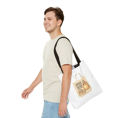 Chic Inspirational Tote Bag, Grace in My Stride Glow in My Bag, Motivational Gift, Daily Use, Eco-Friendly Shopping Bag, Trendy Handbag