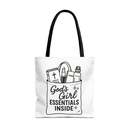 God's Girl Essentials Tote Bag | Motivational Bag for Women, Christian Gifts, Spiritual Tote, Everyday Purse, Faith-Inspired Accessory