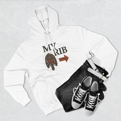 Heartfelt Rib Graphic Hoodie for Couples, Valentine's Day Gift, Matching Sweatshirt, Cozy Fleece, Romantic Style