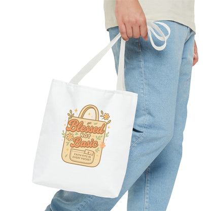Blessed Not Basic Tote Bag, Trendy Eco-Friendly Canvas