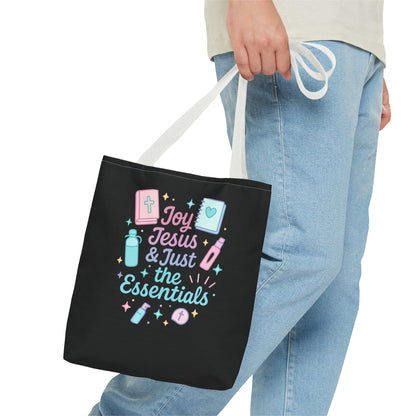 Joyful Essentials Tote Bag for Faith Lovers, Christian Canvas Bag, Unique Gift for Church, Bible Study, Everyday Use, Stylish Carryall