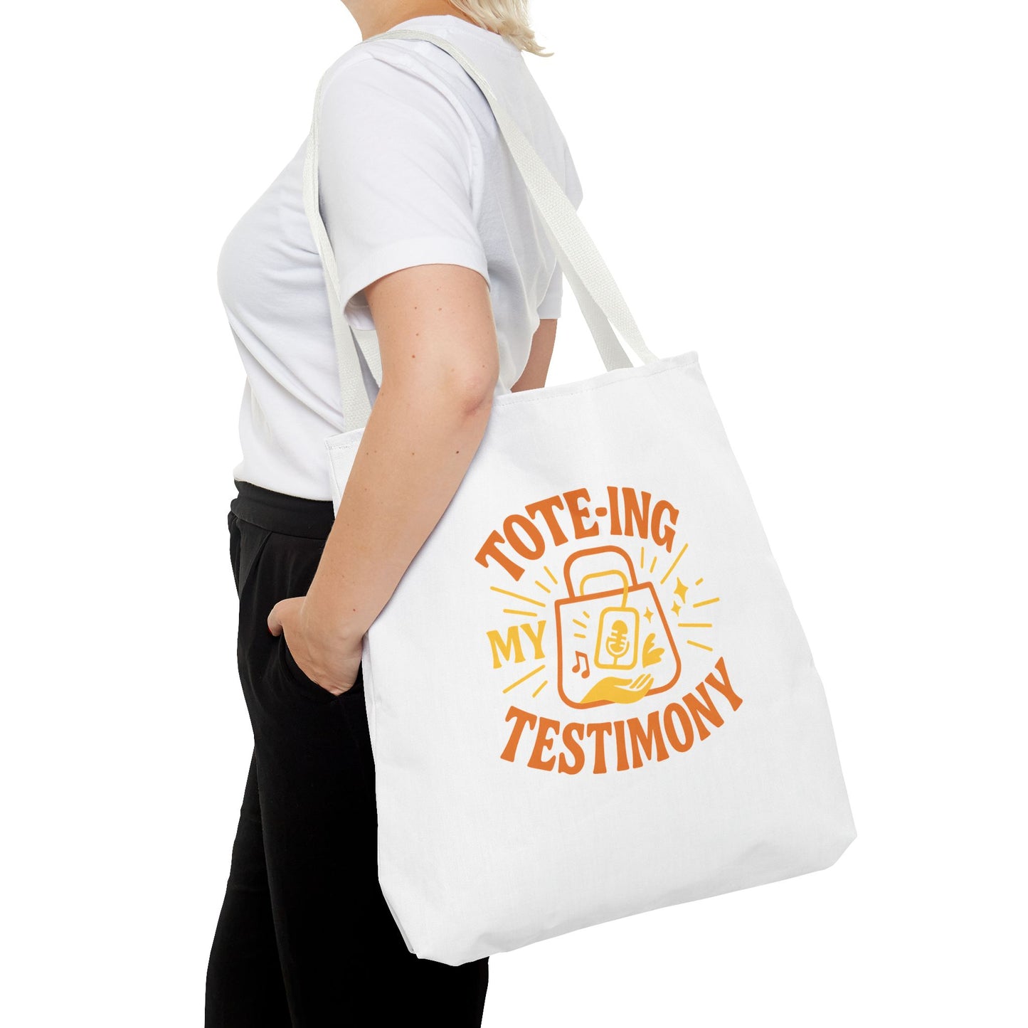 Testimony Tote Bag - Stylish AOP Bag for Daily Use, Perfect for Church, Casual Outings, or Gifts, Christian Tote, Inspirational Bag