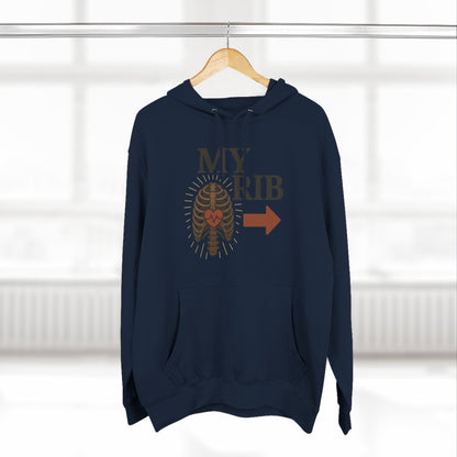 Heartfelt Rib Graphic Hoodie for Couples, Valentine's Day Gift, Matching Sweatshirt, Cozy Fleece, Romantic Style