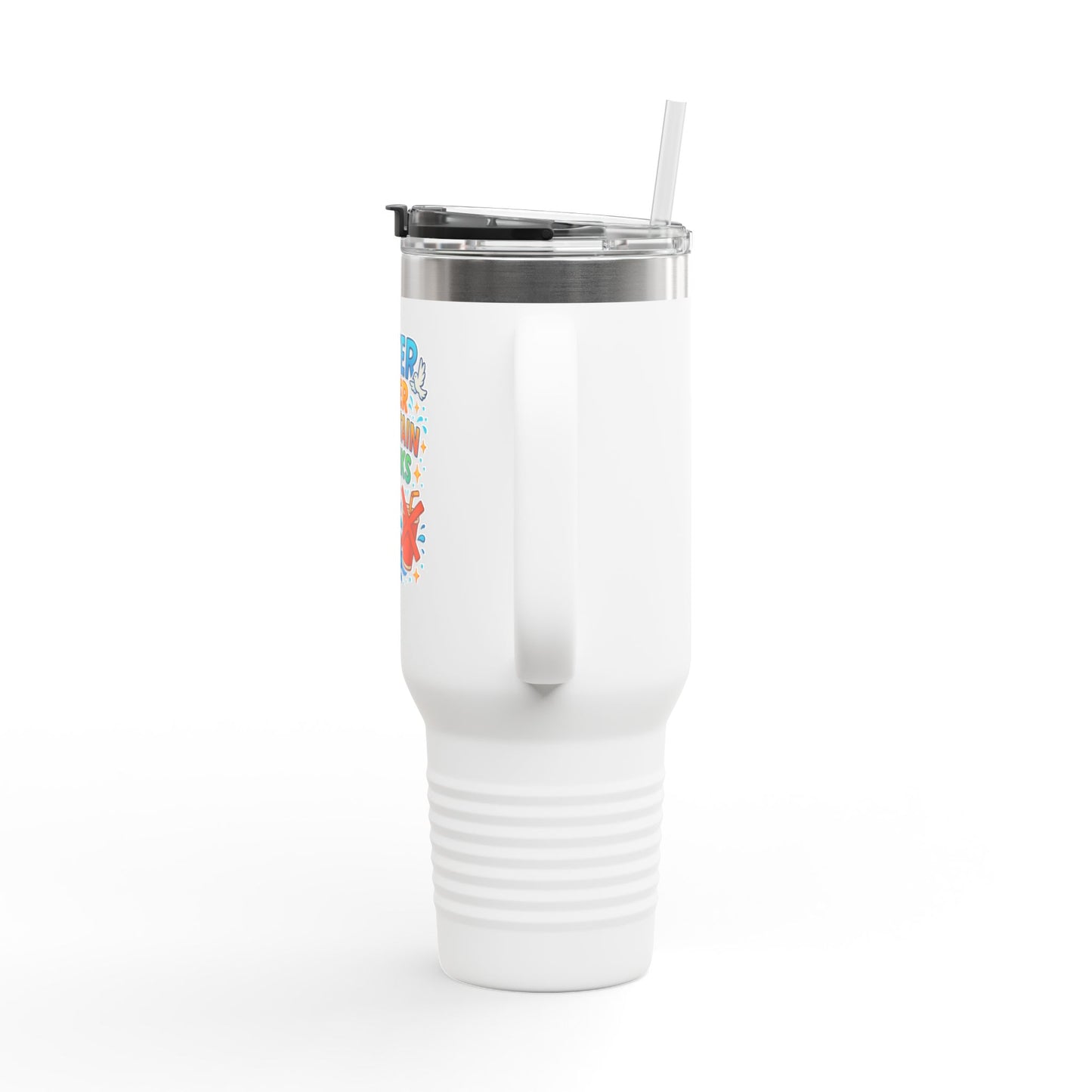 Water Over Fountain Drinks - Insulated Travel Mug with Fun Water Design, 40oz Mug for Travel, Perfect Gift for Water Lovers, Summer, Camping, Beach Days, Hydration