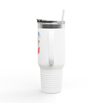 Water Over Fountain Drinks - Insulated Travel Mug with Fun Water Design, 40oz Mug for Travel, Perfect Gift for Water Lovers, Summer, Camping, Beach Days, Hydration