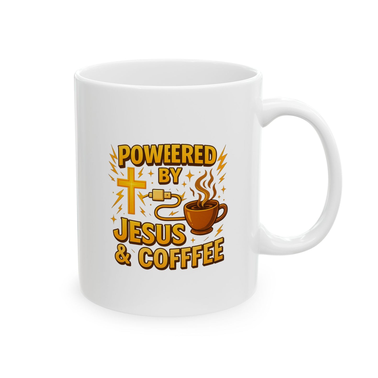 Powered by Jesus and Coffeeee - Energizing Coffee Mug, Personalized Gift, Fun Kitchen Decor, Coffee Lover's Essential, Motivational Java Cup, Perfect for Birthdays, [...]