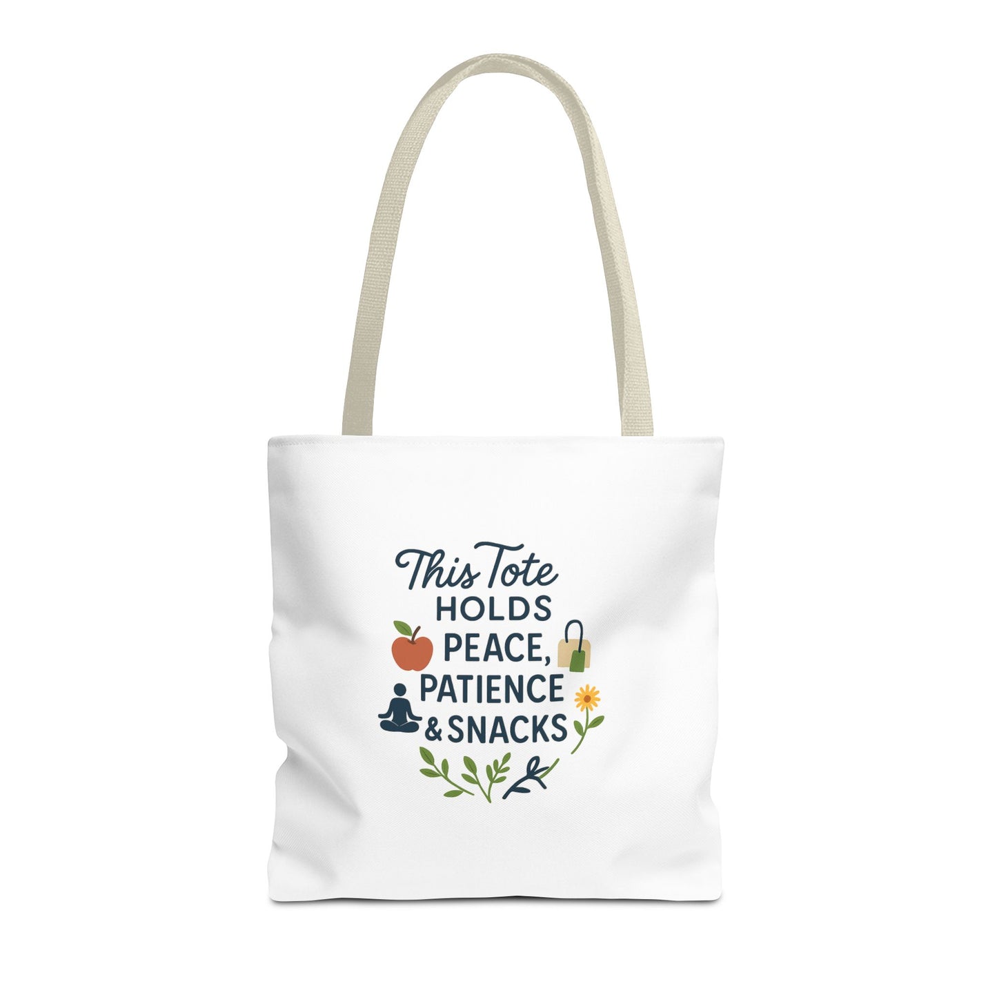 Peace, Patience & Snacks Tote Bag | Eco-Friendly Shopper, Gift for Friends, Beach Tote, Daily Carryall, Motivational Bag