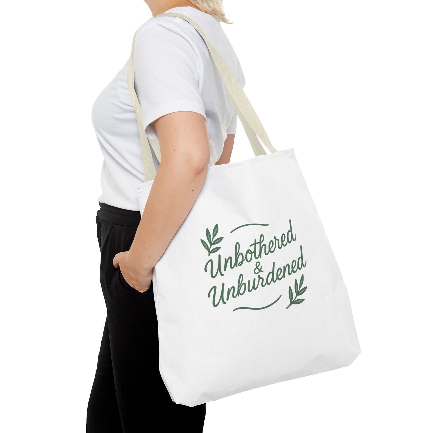 Unbothered & Unburdened Tote Bag, Everyday Tote, Eco-Friendly Bag, Gift for Her, Stylish Shopping Bag, Motivational Tote