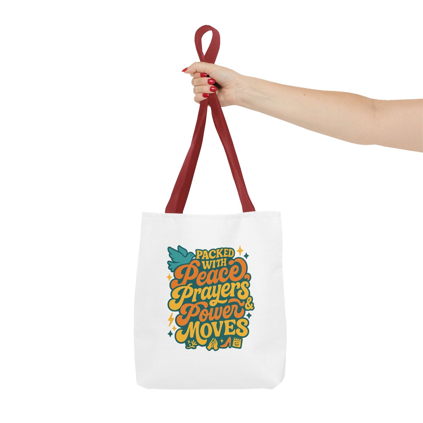 Peace Prayers Power Moves Tote Bag - Eco-Friendly Reusable Shopping Bag, Gift for Spiritual Friends, Motivational Gift, Stylish [...]