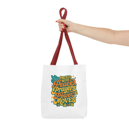 Peace Prayers Power Moves Tote Bag - Eco-Friendly Reusable Shopping Bag, Gift for Spiritual Friends, Motivational Gift, Stylish [...]