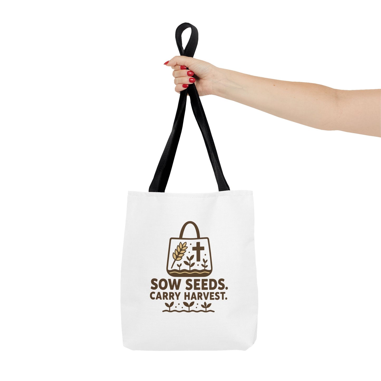 Inspirational Tote Bag - Sow Seeds Carry Harvest, Eco-Friendly Shopping Bag, Gardening Gift, Reusable Grocery Bag, Faith &amp; Nature