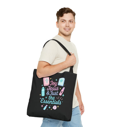Joyful Essentials Tote Bag for Faith Lovers, Christian Canvas Bag, Unique Gift for Church, Bible Study, Everyday Use, Stylish Carryall