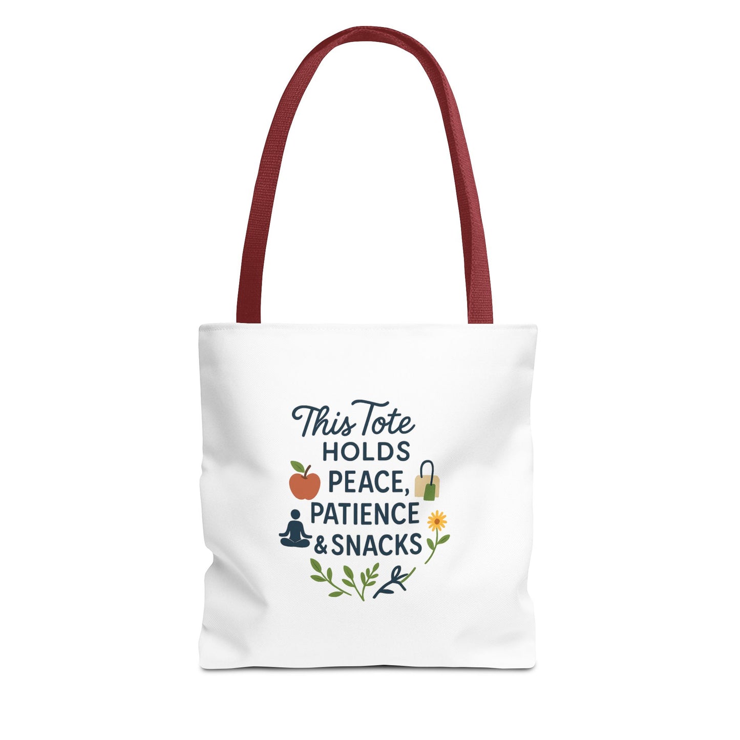 Peace, Patience & Snacks Tote Bag | Eco-Friendly Shopper, Gift for Friends, Beach Tote, Daily Carryall, Motivational Bag
