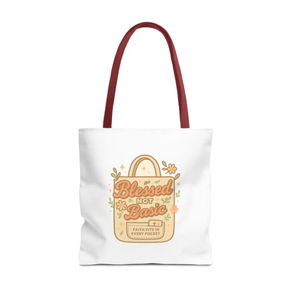 Blessed Not Basic Tote Bag, Trendy Eco-Friendly Canvas