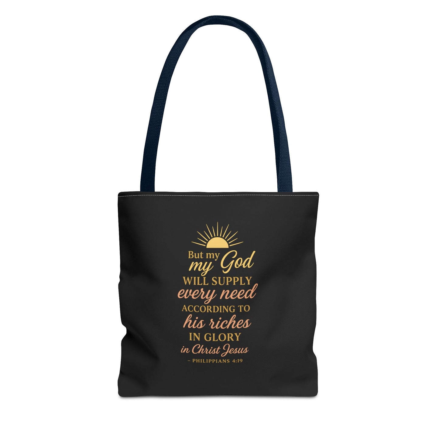 Faith-Inspired Tote Bag: 'God Will Supply Every Need', Christian Gift, AOP Bag for Church, Casual Outings, Inspirational Accessory