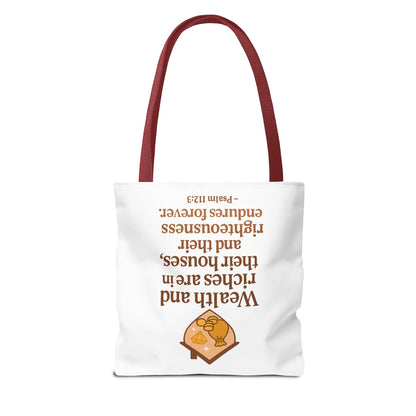 Psalm 112:3 Bible Verse Tote Bag