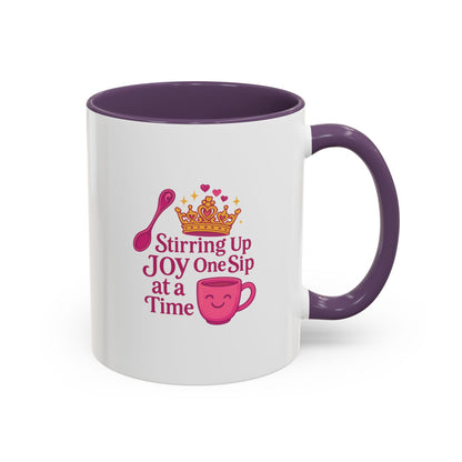 Joyful Crown Accent Coffee Mug | Perfect for Birthdays, Gifts, Home Decor, Coffee Lovers, Daily Motivation