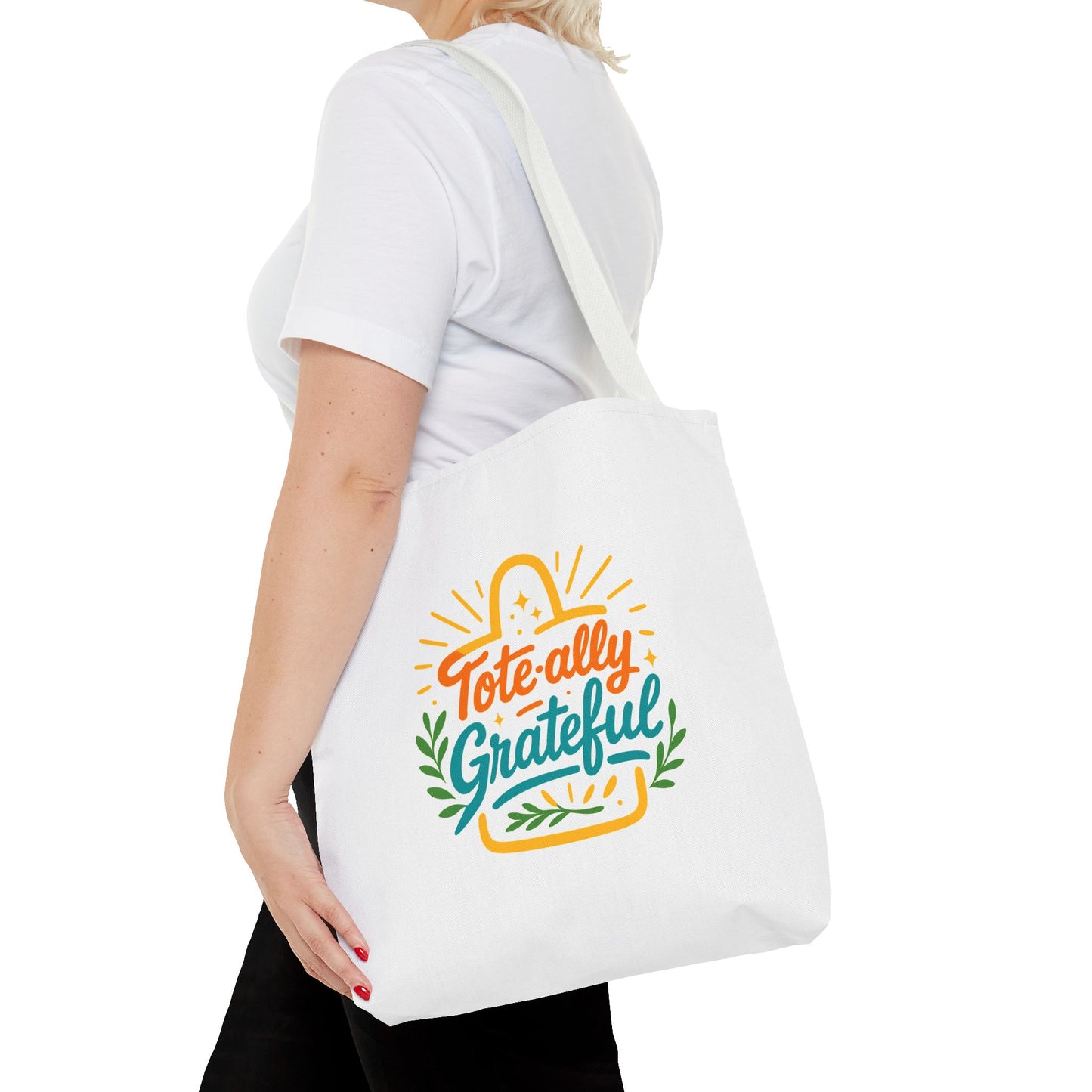 Grateful Tote Bag, Eco-Friendly Shopping Bag, Gift for Mom, Stylish Carry-All, Perfect for Summer Adventures