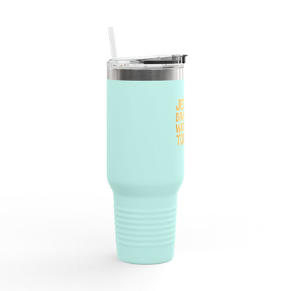 Jesus Drank Water - Fun Insulated Travel Mug, Jesus Drank Water Too, 40oz Coffee Tumbler, Perfect for Gifts, Inspirational Travel Cup, Bible Verse Drinkware