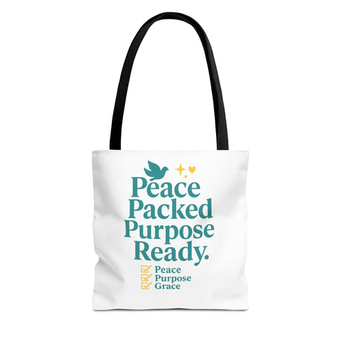 Motivational Tote Bag - Peace Packed Purpose Ready, Inspirational Eco-Friendly Bag, Gift for Friends, Stylish Everyday Use, Shopping, Gym