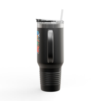Water Over Fountain Drinks - Insulated Travel Mug with Fun Water Design, 40oz Mug for Travel, Perfect Gift for Water Lovers, Summer, Camping, Beach Days, Hydration