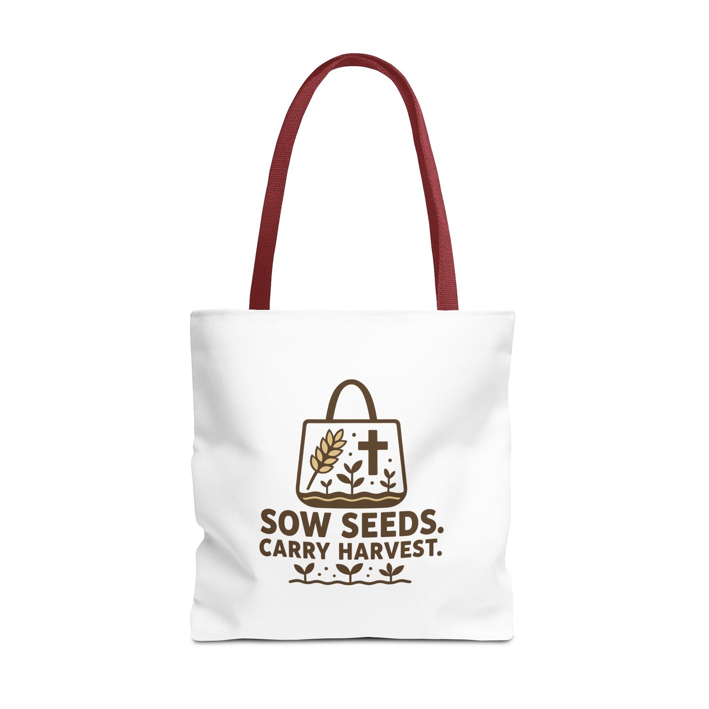 Inspirational Tote Bag - "Sow Seeds. Carry Harvest." - Eco-Friendly, Beach Bag, Gift for Gardeners, Reusable Shopping, Faith Journey