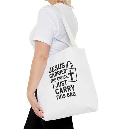 Christian Tote Bag - Jesus Carried the Cross, Everyday Use, Gift for Believers, Church Events, Eco-Friendly Shopping Bag
