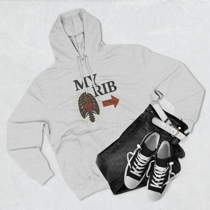 Heartfelt Rib Graphic Hoodie for Couples, Valentine's Day Gift, Matching Sweatshirt, Cozy Fleece, Romantic Style