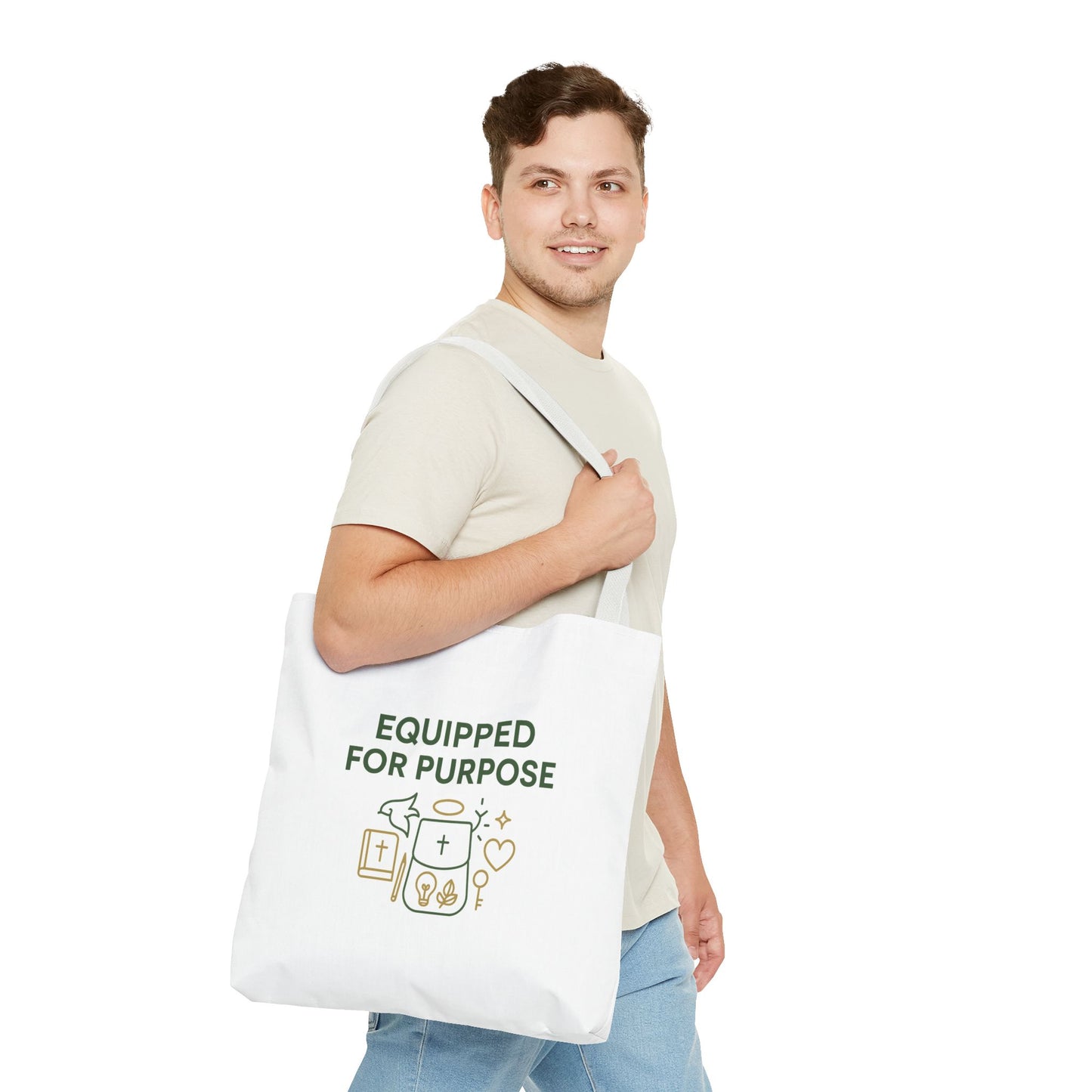 Inspirational Tote Bag - Equipped for Purpose, Motivational Gift, Everyday Carry, Christian Tote, Eco-Friendly Bag