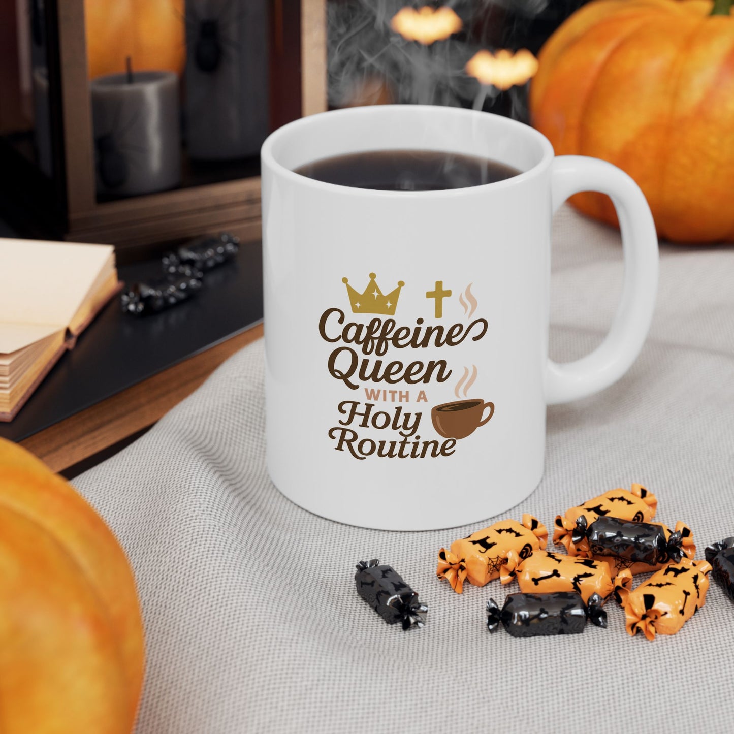 Ceramic Mug - Caffeines Queens - Cozy Coffee Quotes for Coffee Lovers, Cute Drinkware for Home, Perfect Gift for Birthdays, Holidays