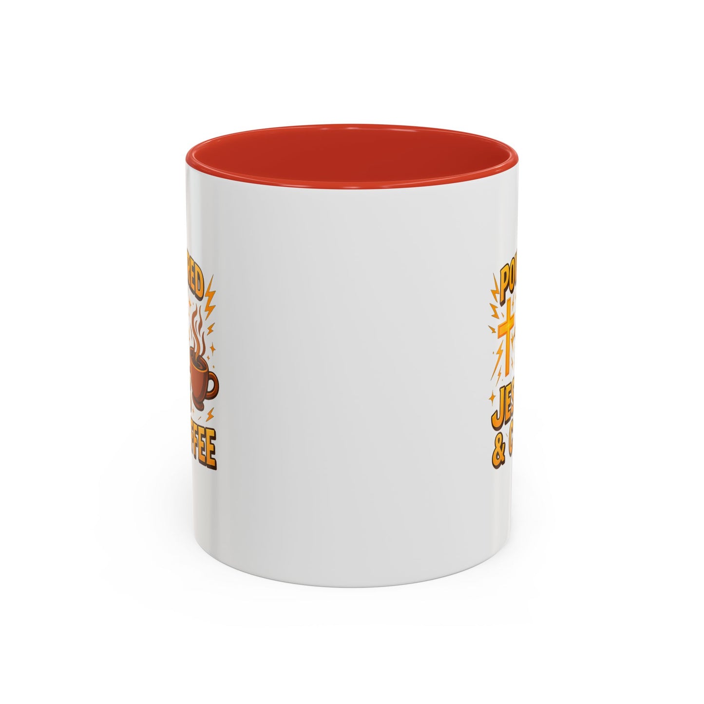 Coffee Lover's Accent Mug - Powered by Jesus & Coffee, Inspirational Drinkware, Christian Gift, Coffee Enthusiast, Religious Mug, [...]