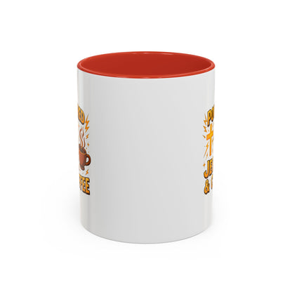 Coffee Lover's Accent Mug - Powered by Jesus & Coffee, Inspirational Drinkware, Christian Gift, Coffee Enthusiast, Religious Mug, [...]