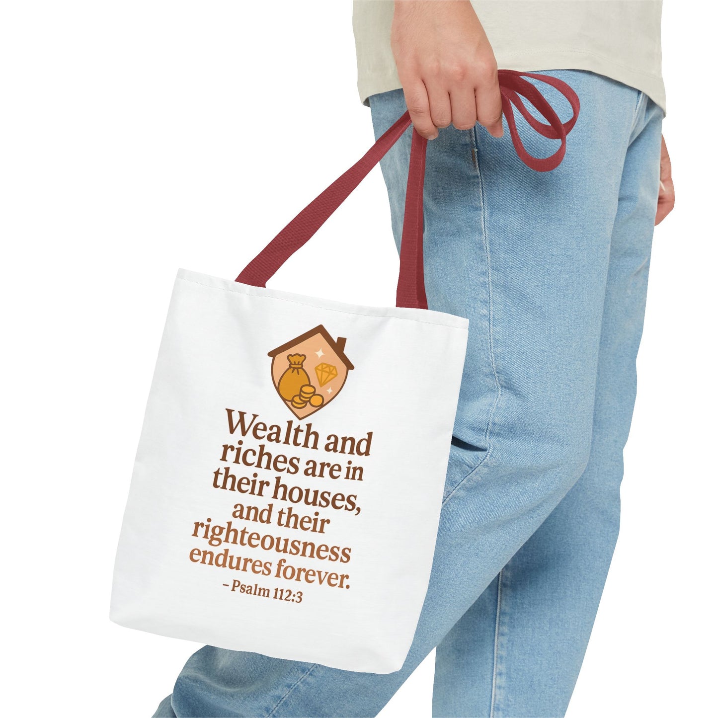Inspirational Tote Bag with Psalm 112:3 Quote, Motivational Gift, Reusable Shopping Bag, Bible Verse Tote, Religious Accessory, [...]