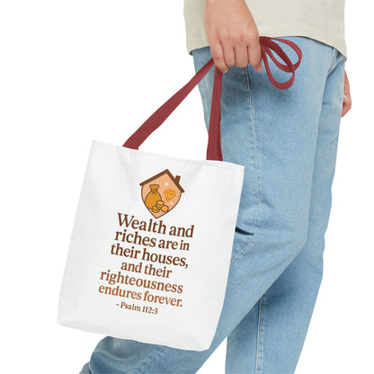 Inspirational Tote Bag with Psalm 112:3 Quote, Motivational Gift, Reusable Shopping Bag, Bible Verse Tote, Religious Accessory, [...]