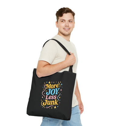 Joyful Tote Bag - More Joy Less Junk, Gift for Friends, Eco-Friendly Shopping Bag, Everyday Use, Inspirational Tote