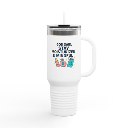 Mindful and Motivated Insulated Travel Mug, 40oz - Perfect for Hydration, Self-Care, Gift for Wellness Lovers, Hot or Cold Beverages