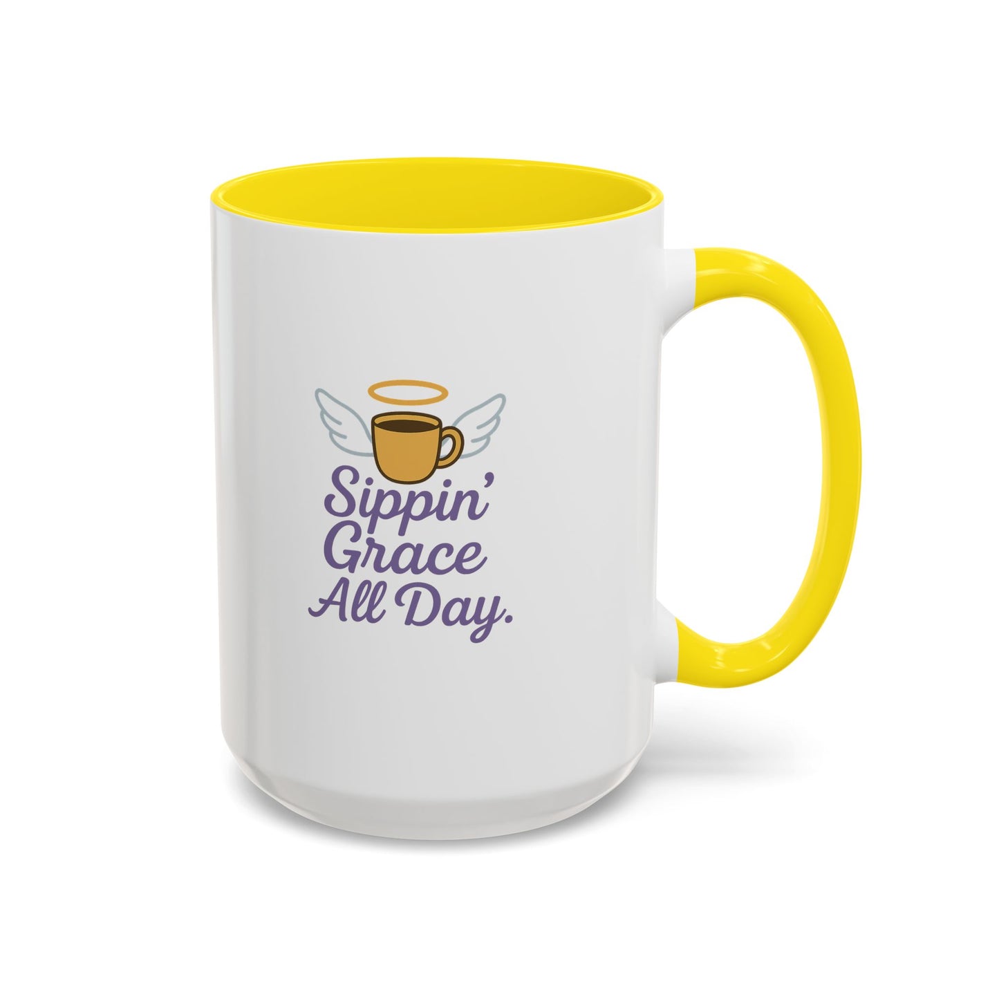 Sipping Grace Accent Coffee Mug | Stylish Gift for Coffee Lovers, Inspirational Mug, Office Décor, Unique Funny Coffee Cup