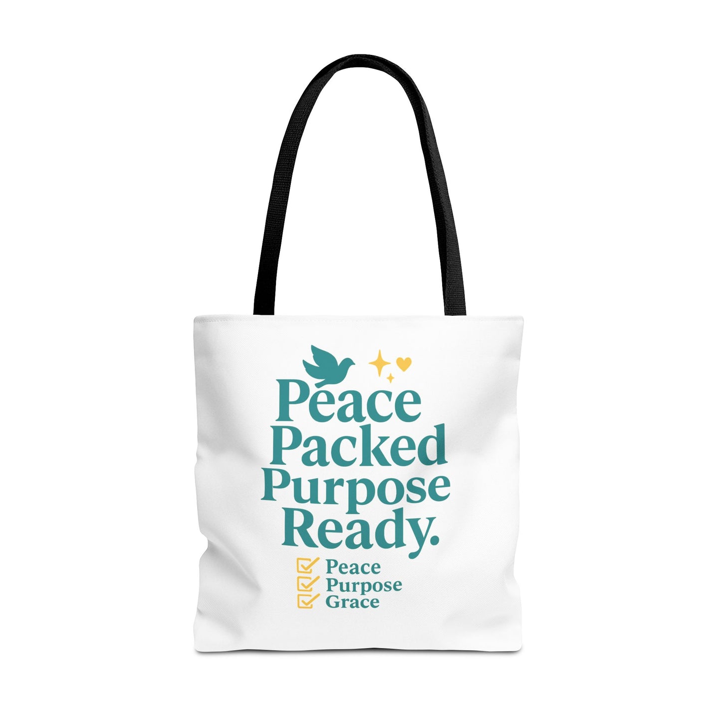 Motivational Tote Bag - Peace Packed Purpose Ready, Inspirational Eco-Friendly Bag, Gift for Friends, Stylish Everyday Use, Shopping, Gym