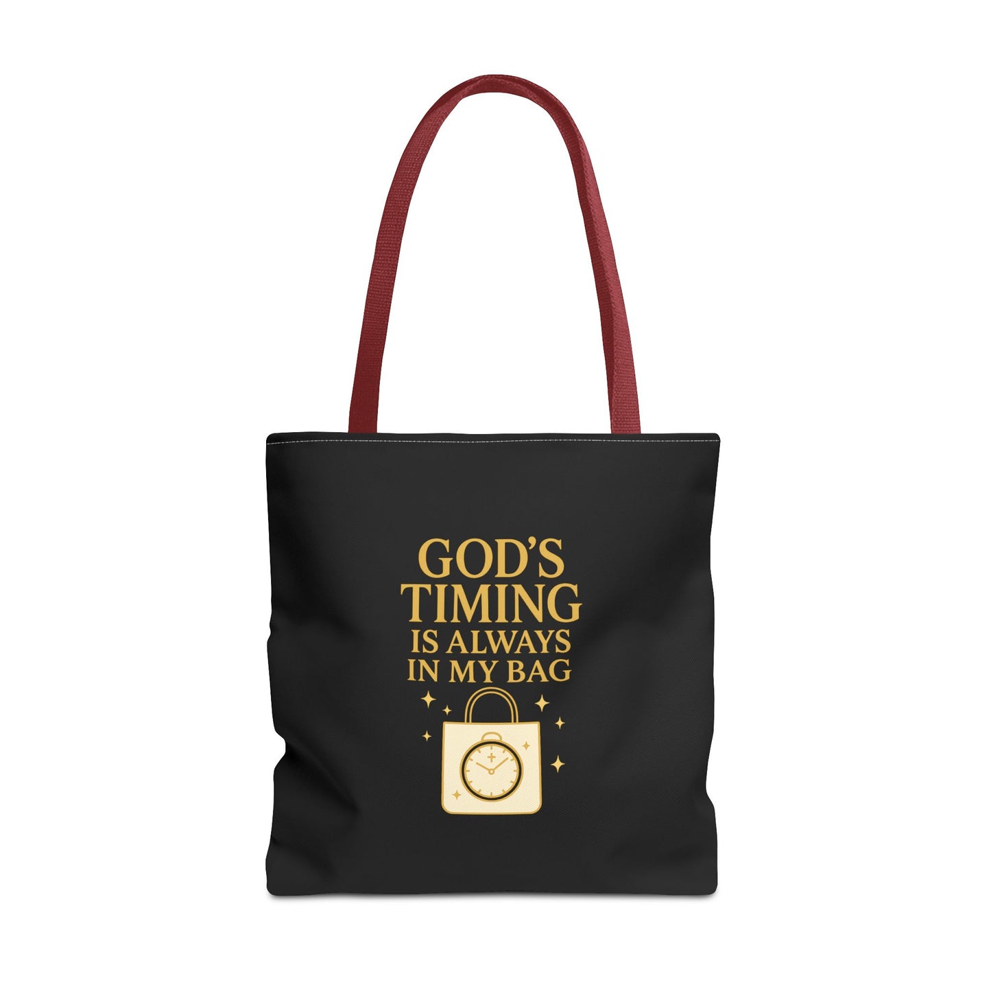 God's Timing Tote Bag | Motivational Bag for Everyday Use, Gift for Believers, Casual Tote for Work, School, and Travel