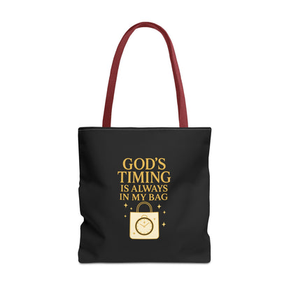 God's Timing Tote Bag | Motivational Bag for Everyday Use, Gift for Believers, Casual Tote for Work, School, and Travel