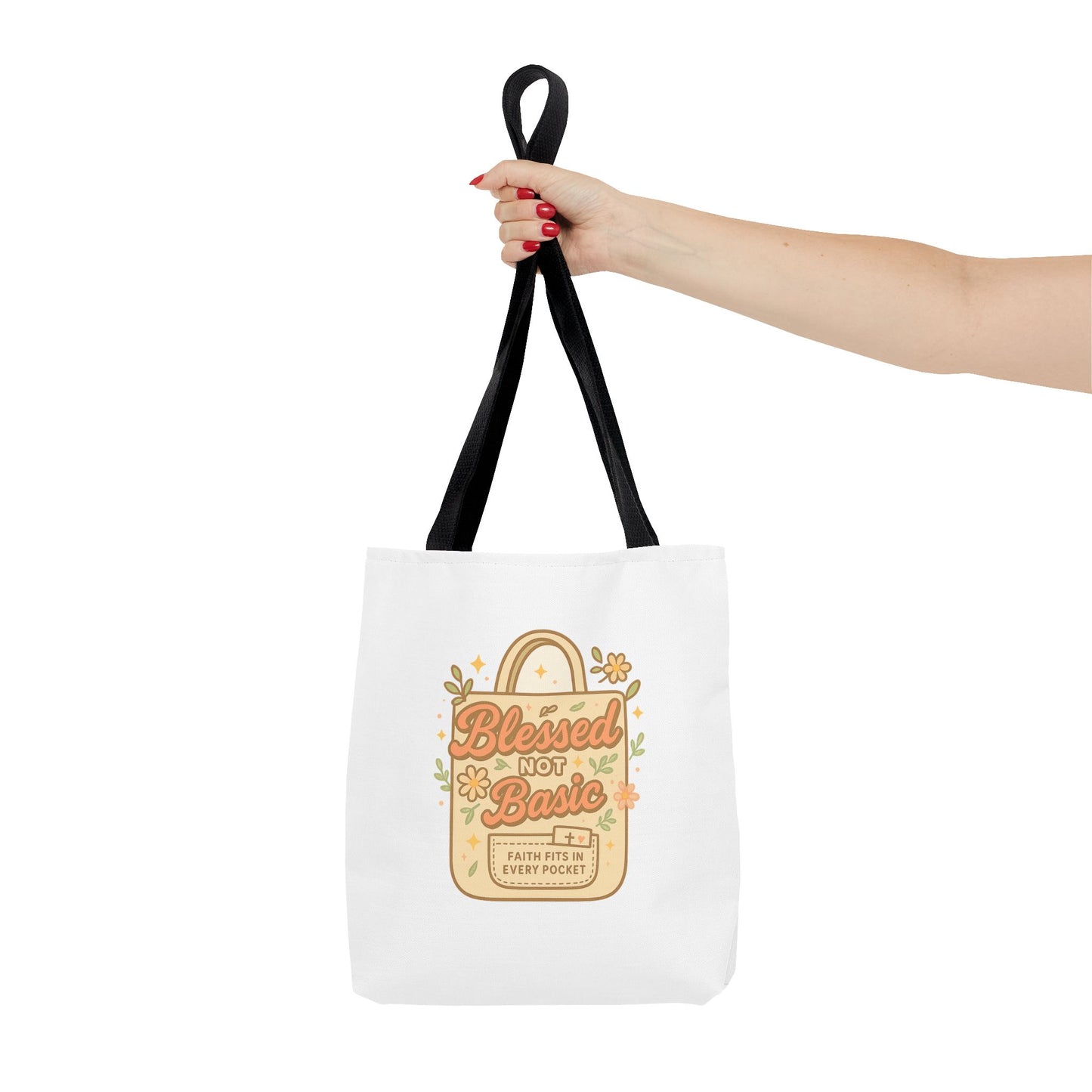 Blessed Not Basic Tote Bag, Trendy Eco-Friendly Canvas