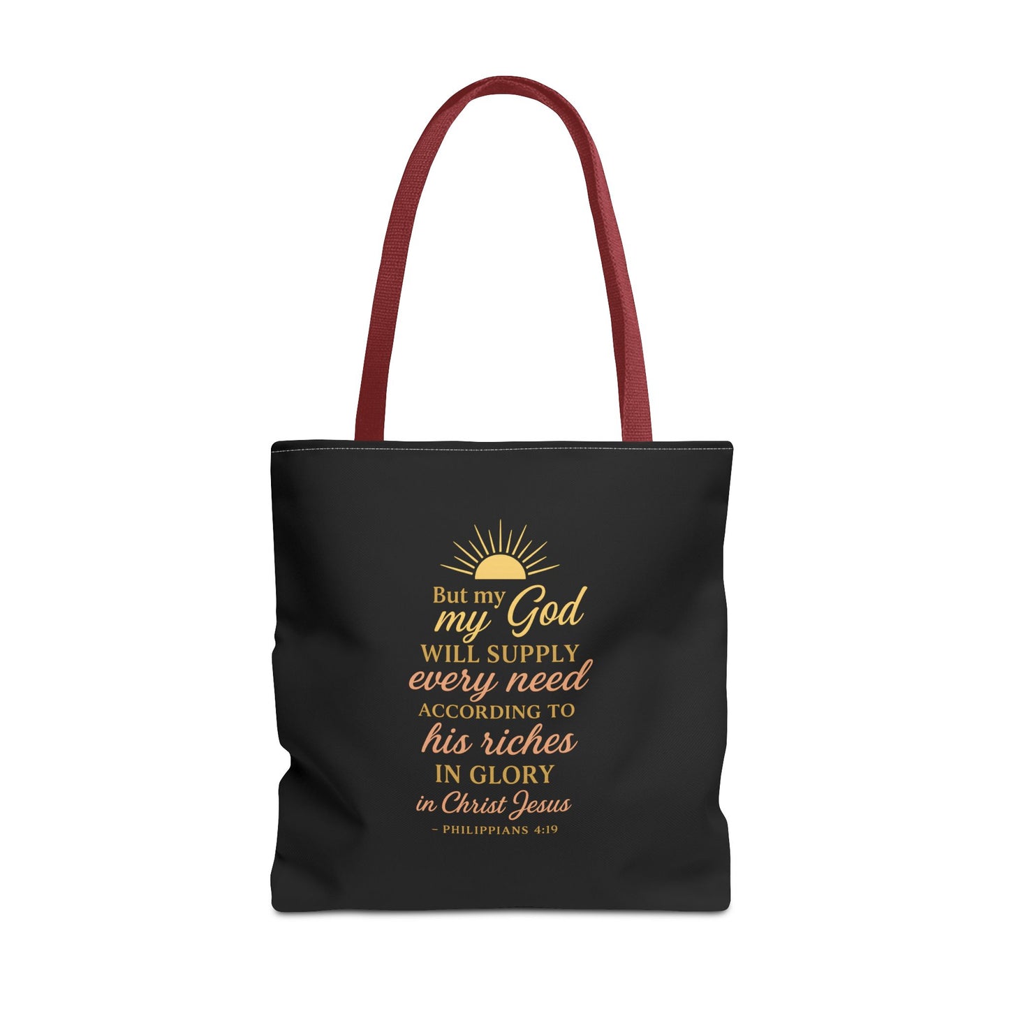 Faith-Inspired Tote Bag: 'God Will Supply Every Need', Christian Gift, AOP Bag for Church, Casual Outings, Inspirational Accessory